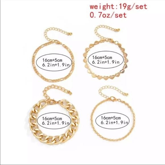 NEW 4 PCS/SET 18K GOLD CUBAN BRACELET, NICE BRACELET, CUTE BRACELET - Picture 4 of 6